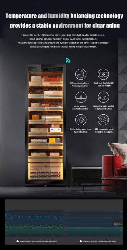 Raching MON3800A Climate Control Black Titanium Stainless Steel 1,800-Cigar Electric Humidor Specifications