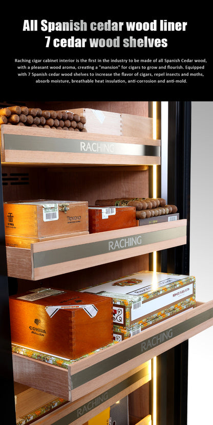 Raching MON3800A Climate Control Black Titanium Stainless Steel 1,800-Cigar Electric Humidor Specifications